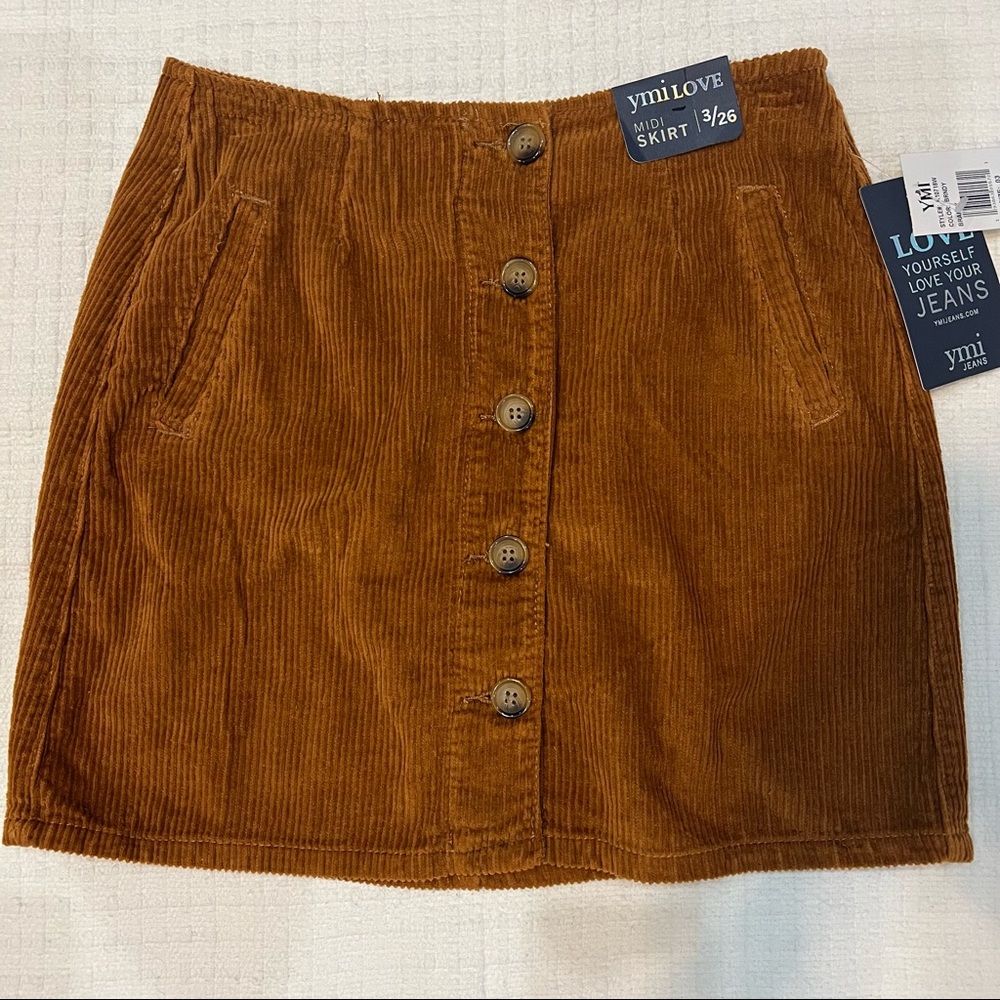 YMI Love Brandy MIDI Skirt NWT Corduroy 26 waist